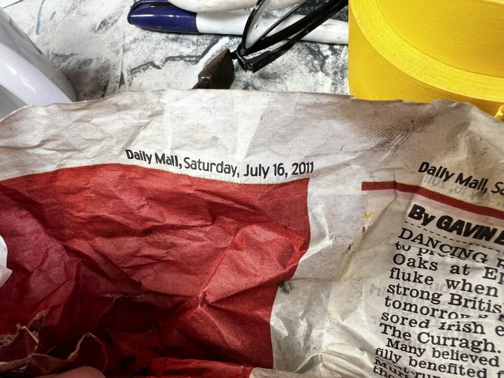 Newspaper dated 2011 found inside VW Camper Van bumper.